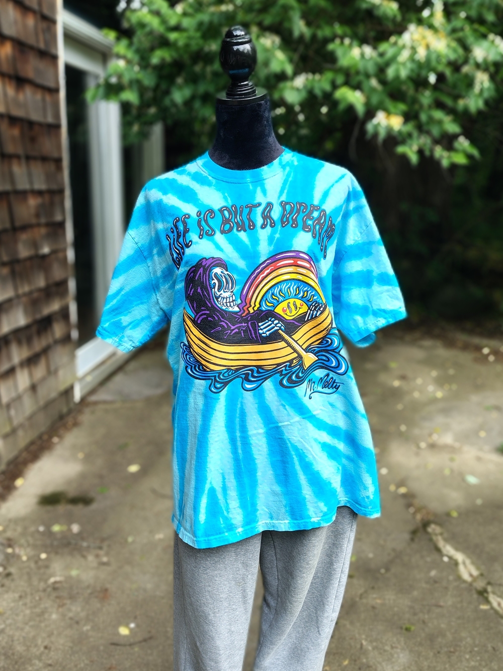 Mr Melty Art Blue Tie-Dye Graphic Tee Size L
